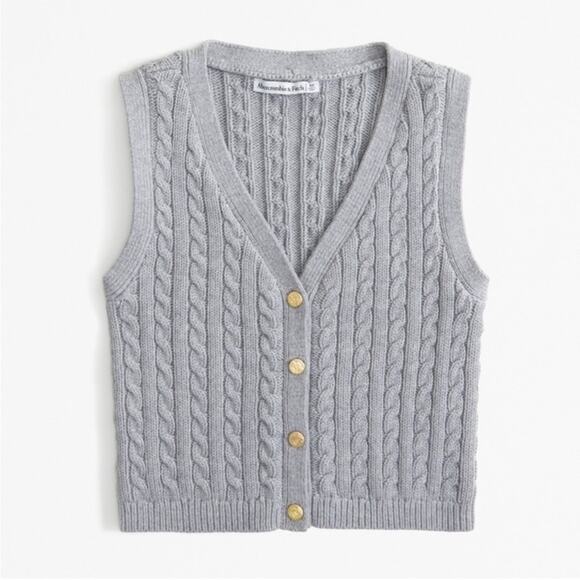 Abercrombie & Fitch Sweaters - A&F Mara Cable Knit Gold Button Down Sweater Academia Preppy Old Money - Small